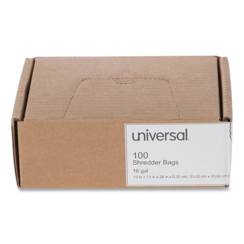 Universal® wholesale. UNIVERSAL® High-density Shredder Bags, 16 Gal Capacity, 100-box. HSD Wholesale: Janitorial Supplies, Breakroom Supplies, Office Supplies.