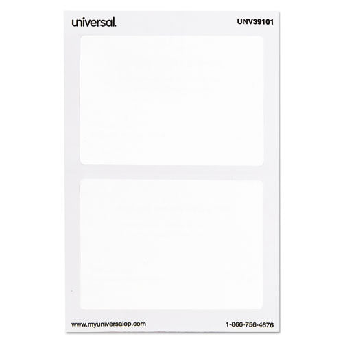 Universal® wholesale. UNIVERSAL® Plain Self-adhesive Name Badges, 3 1-2 X 2 1-4, White, 100-pack. HSD Wholesale: Janitorial Supplies, Breakroom Supplies, Office Supplies.