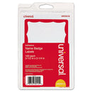 Universal® wholesale. UNIVERSAL® Border-style Self-adhesive Name Badges, 3 1-2 X 2 1-4, White-red, 100-pack. HSD Wholesale: Janitorial Supplies, Breakroom Supplies, Office Supplies.