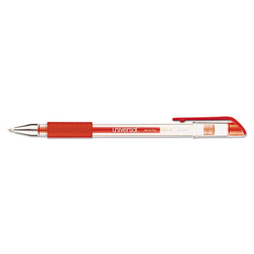 Universal™ wholesale. UNIVERSAL® Comfort Grip Stick Gel Pen, Medium 0.7mm, Red Ink, Clear Barrel, Dozen. HSD Wholesale: Janitorial Supplies, Breakroom Supplies, Office Supplies.