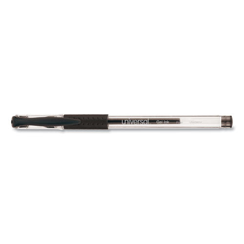Universal™ wholesale. UNIVERSAL® Comfort Grip Stick Gel Pen, Fine 0.5mm, Black Ink, Clear Barrel, Dozen. HSD Wholesale: Janitorial Supplies, Breakroom Supplies, Office Supplies.