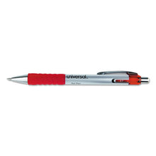 Load image into Gallery viewer, Universal™ wholesale. UNIVERSAL® Comfort Grip Retractable Gel Pen, Medium 0.7mm, Red Ink, Silver Barrel, Dozen. HSD Wholesale: Janitorial Supplies, Breakroom Supplies, Office Supplies.