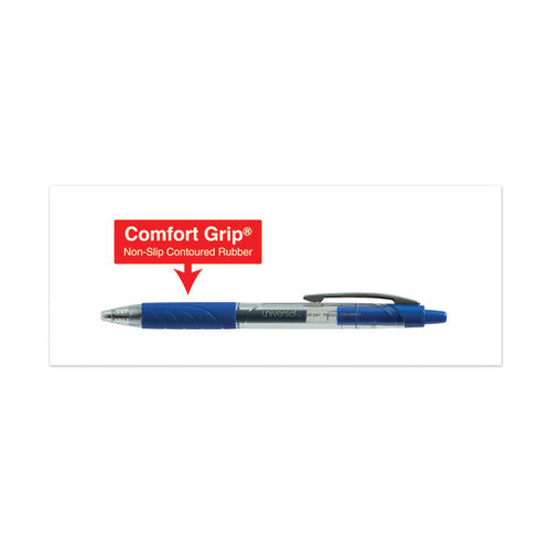 Universal™ wholesale. UNIVERSAL® Comfort Grip Retractable Gel Pen, 0.7mm, Blue Ink, Clear-blue Barrel, 36-pack. HSD Wholesale: Janitorial Supplies, Breakroom Supplies, Office Supplies.