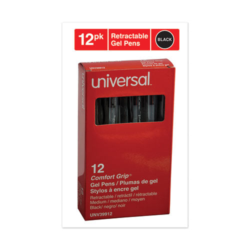 Universal™ wholesale. UNIVERSAL® Comfort Grip Retractable Gel Pen, 0.7mm, Black Ink, Smoke Barrel, Dozen. HSD Wholesale: Janitorial Supplies, Breakroom Supplies, Office Supplies.