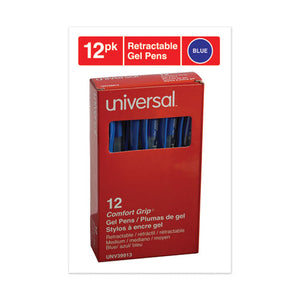 Universal™ wholesale. UNIVERSAL® Comfort Grip Retractable Gel Pen, 0.7mm, Blue Ink, Translucent Blue Barrel, Dozen. HSD Wholesale: Janitorial Supplies, Breakroom Supplies, Office Supplies.