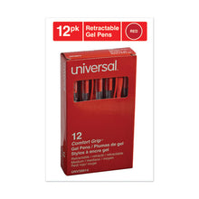 Load image into Gallery viewer, Universal™ wholesale. UNIVERSAL® Comfort Grip Retractable Gel Pen, 0.7mm, Red Ink, Translucent Red Barrel, Dozen. HSD Wholesale: Janitorial Supplies, Breakroom Supplies, Office Supplies.