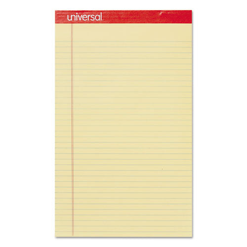 Universal® wholesale. UNIVERSAL® Perforated Ruled Writing Pads, Wide-legal Rule, 8.5 X 14, Canary, 50 Sheets, Dozen. HSD Wholesale: Janitorial Supplies, Breakroom Supplies, Office Supplies.
