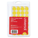 Universal® wholesale. UNIVERSAL® Self-adhesive Removable Color-coding Labels, 0.75" Dia., Yellow, 28-sheet, 36 Sheets-pack. HSD Wholesale: Janitorial Supplies, Breakroom Supplies, Office Supplies.