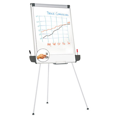 Universal® wholesale. UNIVERSAL® Tripod-style Dry Erase Easel, Easel: 44" To 78", Board: 29" X 41", White-silver. HSD Wholesale: Janitorial Supplies, Breakroom Supplies, Office Supplies.