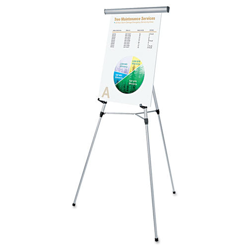 Universal® wholesale. UNIVERSAL 3-leg Telescoping Easel With Pad Retainer, Adjusts 34" To 64", Aluminum, Silver. HSD Wholesale: Janitorial Supplies, Breakroom Supplies, Office Supplies.