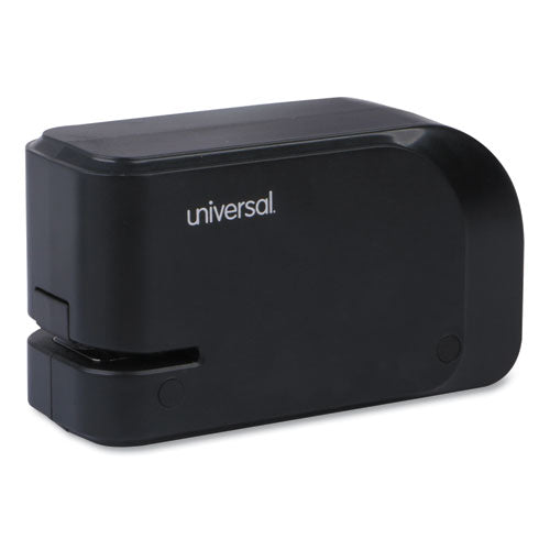 Universal® wholesale. UNIVERSAL® Half-strip Electric Stapler With Staple Channel Release Button, 20-sheet Capacity, Black. HSD Wholesale: Janitorial Supplies, Breakroom Supplies, Office Supplies.