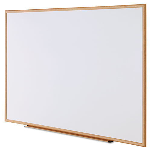 Universal® wholesale. UNIVERSAL® Dry-erase Board, Melamine, 72 X 48, White, Oak-finished Frame. HSD Wholesale: Janitorial Supplies, Breakroom Supplies, Office Supplies.
