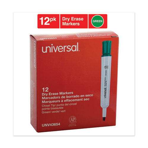 Universal™ wholesale. UNIVERSAL® Dry Erase Marker, Broad Chisel Tip, Green, Dozen. HSD Wholesale: Janitorial Supplies, Breakroom Supplies, Office Supplies.