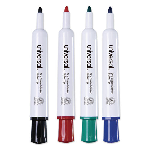 Universal™ wholesale. UNIVERSAL® Dry Erase Marker, Medium Bullet Tip, Assorted Colors, 4-set. HSD Wholesale: Janitorial Supplies, Breakroom Supplies, Office Supplies.