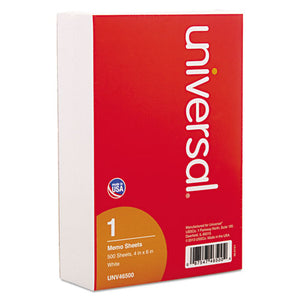 Universal® wholesale. UNIVERSAL® Loose White Memo Sheets, 4 X 6, Unruled, Plain White, 500-pack. HSD Wholesale: Janitorial Supplies, Breakroom Supplies, Office Supplies.