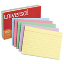Universal® wholesale. UNIVERSAL® Index Cards, 4 X 6, Blue-salmon-green-cherry-canary, 100-pack. HSD Wholesale: Janitorial Supplies, Breakroom Supplies, Office Supplies.