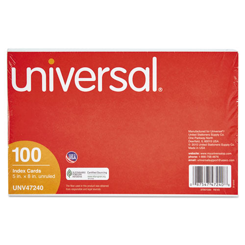 Universal® wholesale. UNIVERSAL® Unruled Index Cards, 5 X 8, White, 100-pack. HSD Wholesale: Janitorial Supplies, Breakroom Supplies, Office Supplies.