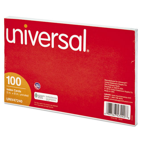 Universal® wholesale. UNIVERSAL® Unruled Index Cards, 5 X 8, White, 100-pack. HSD Wholesale: Janitorial Supplies, Breakroom Supplies, Office Supplies.