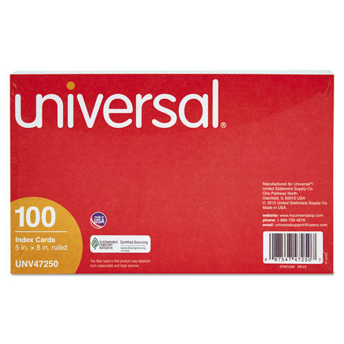 Universal® wholesale. UNIVERSAL® Ruled Index Cards, 5 X 8, White, 100-pack. HSD Wholesale: Janitorial Supplies, Breakroom Supplies, Office Supplies.