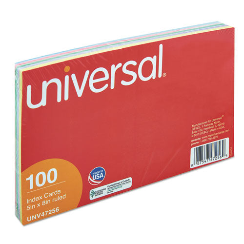 Universal® wholesale. UNIVERSAL® Index Cards, 5 X 8, Blue-salmon-green-cherry-canary, 100-pack. HSD Wholesale: Janitorial Supplies, Breakroom Supplies, Office Supplies.