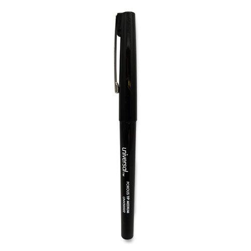 Universal™ wholesale. UNIVERSAL® Stick Porous Point Pen, Medium 0.7mm, Black Ink-barrel, Dozen. HSD Wholesale: Janitorial Supplies, Breakroom Supplies, Office Supplies.