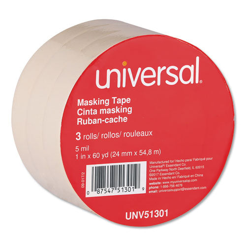 Universal® wholesale. UNIVERSAL® General-purpose Masking Tape, 3" Core, 24 Mm X 54.8 M, Beige, 3-pack. HSD Wholesale: Janitorial Supplies, Breakroom Supplies, Office Supplies.