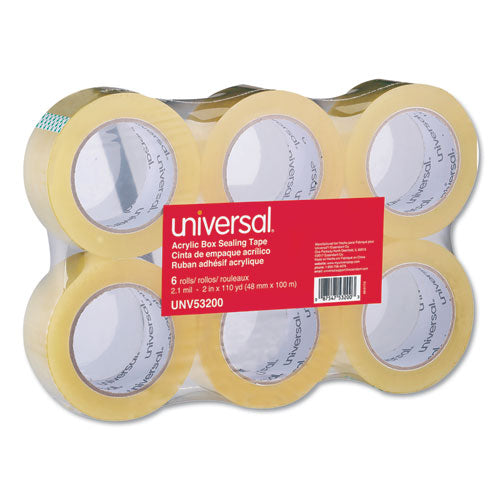 Universal® wholesale. UNIVERSAL® Deluxe General-purpose Acrylic Box Sealing Tape, 3" Core, 1.88" X 110 Yds, Clear, 6-pack. HSD Wholesale: Janitorial Supplies, Breakroom Supplies, Office Supplies.