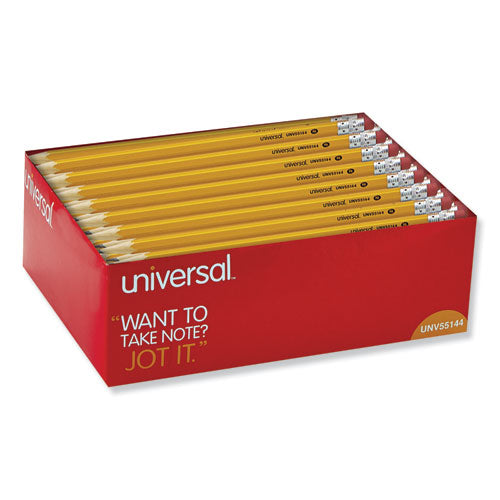 UNIVERSAL® #2 Woodcase Pencil, Hb (#2), Black Lead, Yellow Barrel, 144-box
