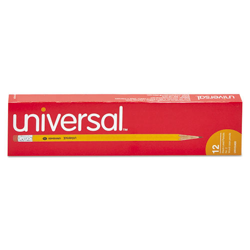 UNIVERSAL® #2 Woodcase Pencil, Hb (#2), Black Lead, Yellow Barrel, Dozen