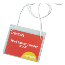 Load image into Gallery viewer, Universal® wholesale. UNIVERSAL Clear Badge Holders W-neck Lanyards, 3 X 4, White Inserts, 100-box. HSD Wholesale: Janitorial Supplies, Breakroom Supplies, Office Supplies.