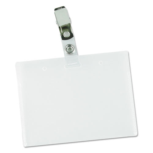 Universal® wholesale. UNIVERSAL Deluxe Clear Badge Holder W-garment-safe Clips, 2.25 X 3.5, White Insert, 50-box. HSD Wholesale: Janitorial Supplies, Breakroom Supplies, Office Supplies.