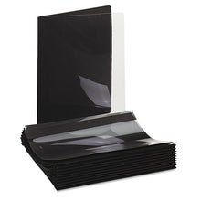 Load image into Gallery viewer, Universal® wholesale. UNIVERSAL® Paper Report Cover, Tang Clip, Letter, 1-2&quot; Capacity, Clear-black, 25-box. HSD Wholesale: Janitorial Supplies, Breakroom Supplies, Office Supplies.