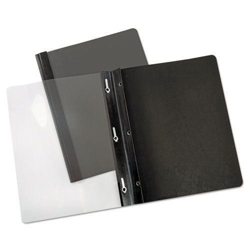 Universal® wholesale. UNIVERSAL® Paper Report Cover, Tang Clip, Letter, 1-2" Capacity, Clear-black, 25-box. HSD Wholesale: Janitorial Supplies, Breakroom Supplies, Office Supplies.