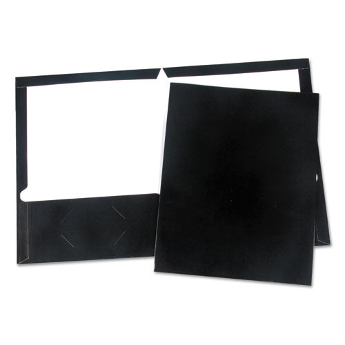 Universal® wholesale. UNIVERSAL® Laminated Two-pocket Folder, Cardboard Paper, Black, 11 X 8 1-2, 25-pack. HSD Wholesale: Janitorial Supplies, Breakroom Supplies, Office Supplies.