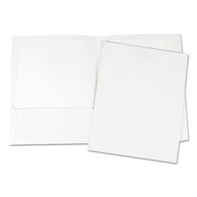 Load image into Gallery viewer, Universal® wholesale. UNIVERSAL® Laminated Two-pocket Portfolios, Cardboard Paper, White, 11 X 8 1-2, 25-pack. HSD Wholesale: Janitorial Supplies, Breakroom Supplies, Office Supplies.