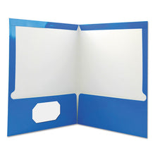 Load image into Gallery viewer, Universal® wholesale. UNIVERSAL® Laminated Two-pocket Folder, Cardboard Paper, Blue, 11 X 8 1-2, 25-pack. HSD Wholesale: Janitorial Supplies, Breakroom Supplies, Office Supplies.