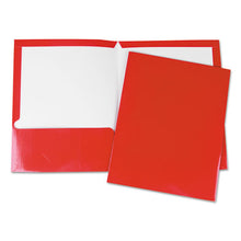 Load image into Gallery viewer, Universal® wholesale. UNIVERSAL® Laminated Two-pocket Folder, Cardboard Paper, Red, 11 X 8 1-2, 25-pack. HSD Wholesale: Janitorial Supplies, Breakroom Supplies, Office Supplies.