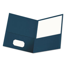 Load image into Gallery viewer, Universal® wholesale. UNIVERSAL® Two-pocket Portfolio, Embossed Leather Grain Paper, Dark Blue, 25-box. HSD Wholesale: Janitorial Supplies, Breakroom Supplies, Office Supplies.