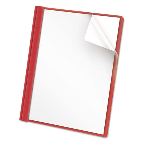 Universal® wholesale. UNIVERSAL Clear Front Report Cover, Tang Fasteners, Letter Size, Red, 25-box. HSD Wholesale: Janitorial Supplies, Breakroom Supplies, Office Supplies.