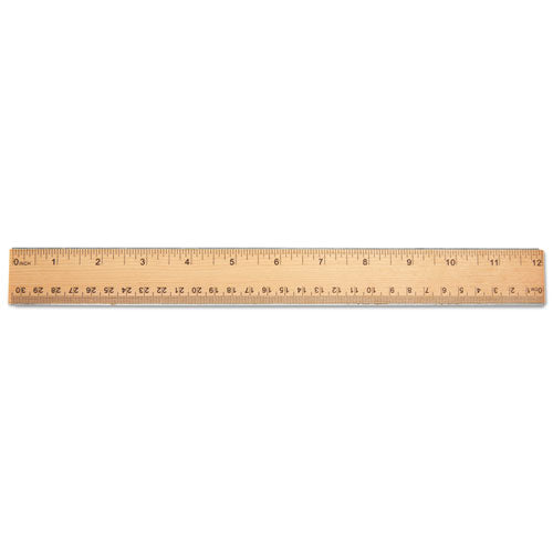 Universal® wholesale. UNIVERSAL® Flat Wood Ruler W-double Metal Edge, 12", Clear Lacquer Finish. HSD Wholesale: Janitorial Supplies, Breakroom Supplies, Office Supplies.