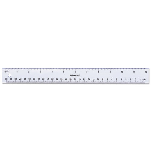 Universal® wholesale. UNIVERSAL® Clear Plastic Ruler, Standard-metric, 12". HSD Wholesale: Janitorial Supplies, Breakroom Supplies, Office Supplies.