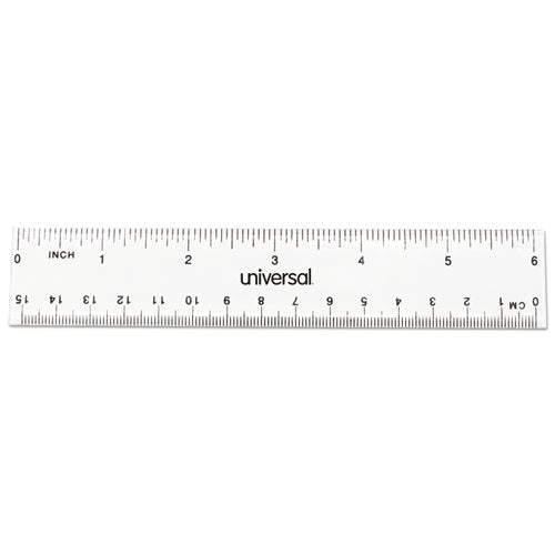 Universal® wholesale. UNIVERSAL® Clear Plastic Ruler, Standard-metric, 6", 2-pack. HSD Wholesale: Janitorial Supplies, Breakroom Supplies, Office Supplies.