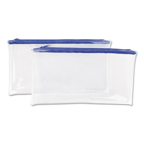 Universal® wholesale. UNIVERSAL® Zippered Wallets-cases, 11 X 6, Clear-blue, 2-pack. HSD Wholesale: Janitorial Supplies, Breakroom Supplies, Office Supplies.
