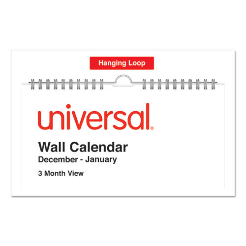 Universal® wholesale. UNIVERSAL® Three-month Wall Calendar, White-black-red, 12 X 27, 2021. HSD Wholesale: Janitorial Supplies, Breakroom Supplies, Office Supplies.