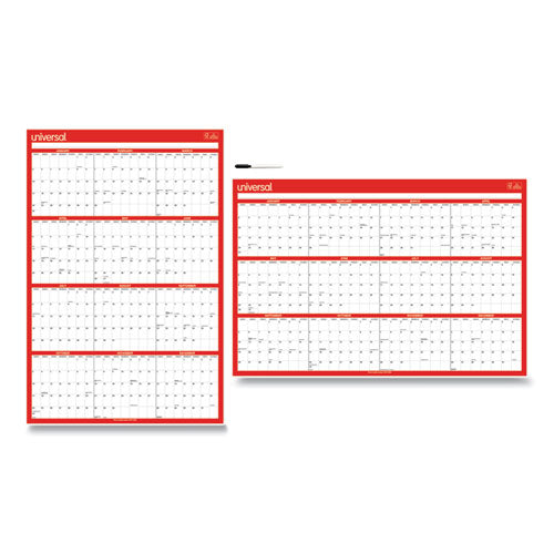Universal® wholesale. UNIVERSAL® Erasable Wall Calendar, 24 X 36, White-red, 2021. HSD Wholesale: Janitorial Supplies, Breakroom Supplies, Office Supplies.