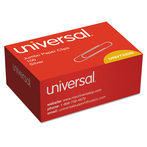 Universal® wholesale. UNIVERSAL® Paper Clips, Jumbo, Silver, 100-box. HSD Wholesale: Janitorial Supplies, Breakroom Supplies, Office Supplies.