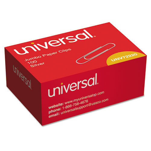 Universal® wholesale. UNIVERSAL® Paper Clips, Jumbo, Silver, 100 Clips-box, 10 Boxes-pack. HSD Wholesale: Janitorial Supplies, Breakroom Supplies, Office Supplies.