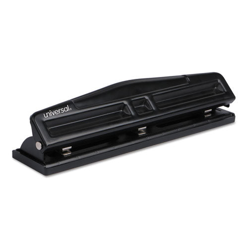 Universal® wholesale. UNIVERSAL 12-sheet Deluxe Two- And Three-hole Adjustable Punch, 9-32" Holes, Black. HSD Wholesale: Janitorial Supplies, Breakroom Supplies, Office Supplies.