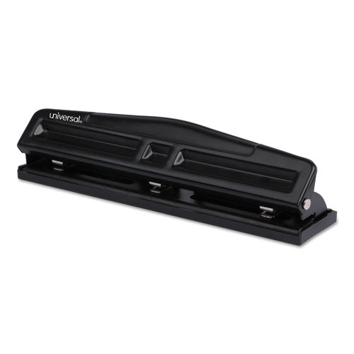 Universal® wholesale. UNIVERSAL 12-sheet Deluxe Two- And Three-hole Adjustable Punch, 9-32" Holes, Black. HSD Wholesale: Janitorial Supplies, Breakroom Supplies, Office Supplies.