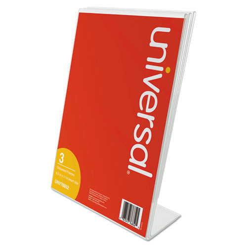 Universal® wholesale. UNIVERSAL® Clear L-style Freestanding Frame, 8 1-2 X 11 Insert, 3-pack. HSD Wholesale: Janitorial Supplies, Breakroom Supplies, Office Supplies.